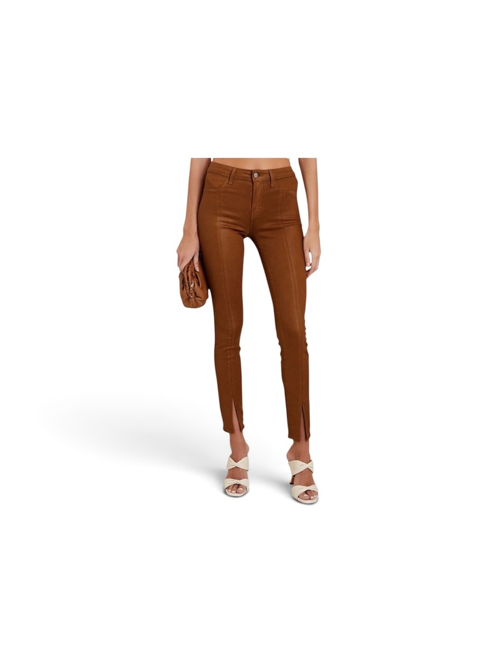 L'AGENCE Slim High-Rise Ankle Jeans in Cognac Brown